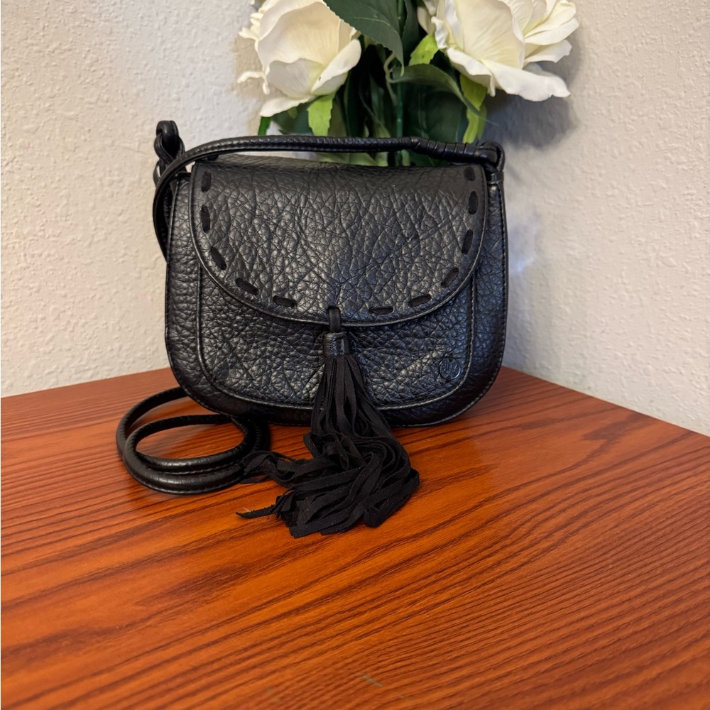 Billabong Textured Black Crossbody Bag with Fringe